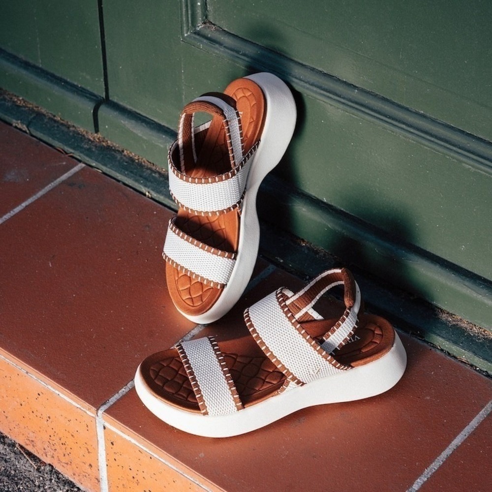 VIVAIA Kamber Platform Sandals Cream Ivory Dark Caramel Marbled EU 39 US 8